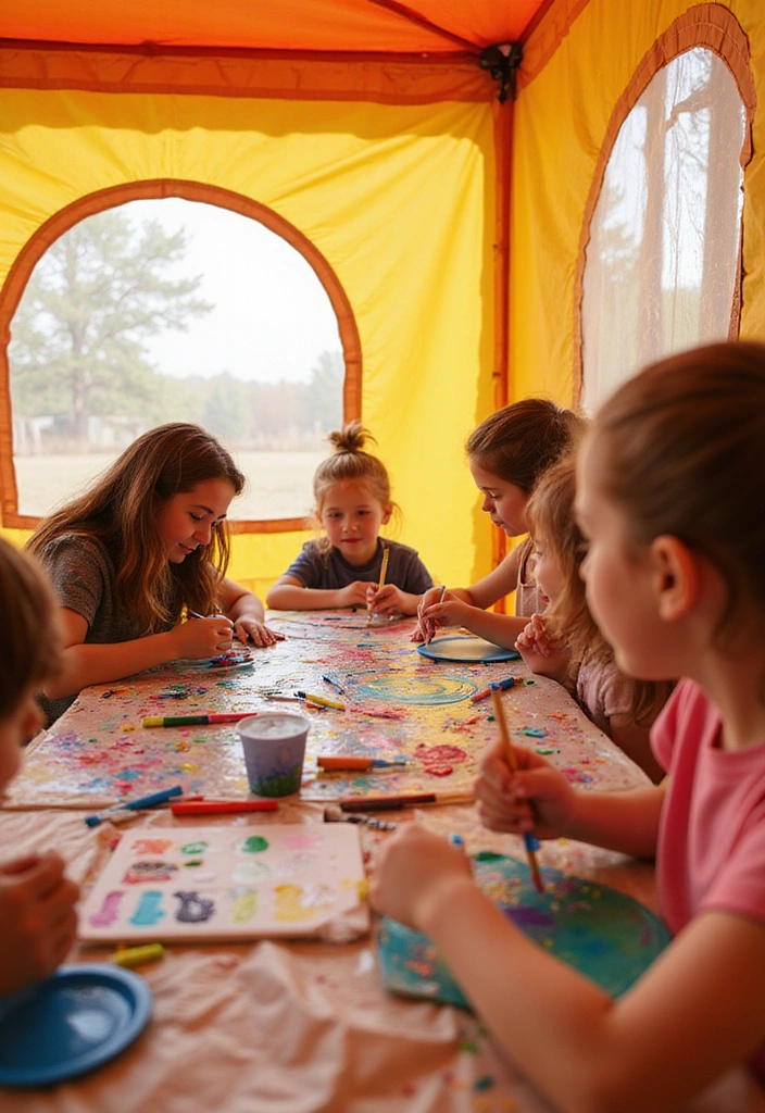 17 Outdoor Kids Tent Decor Ideas That'll Turn Your Backyard into a Wonderland! - 5. Artistic Creativity Zone