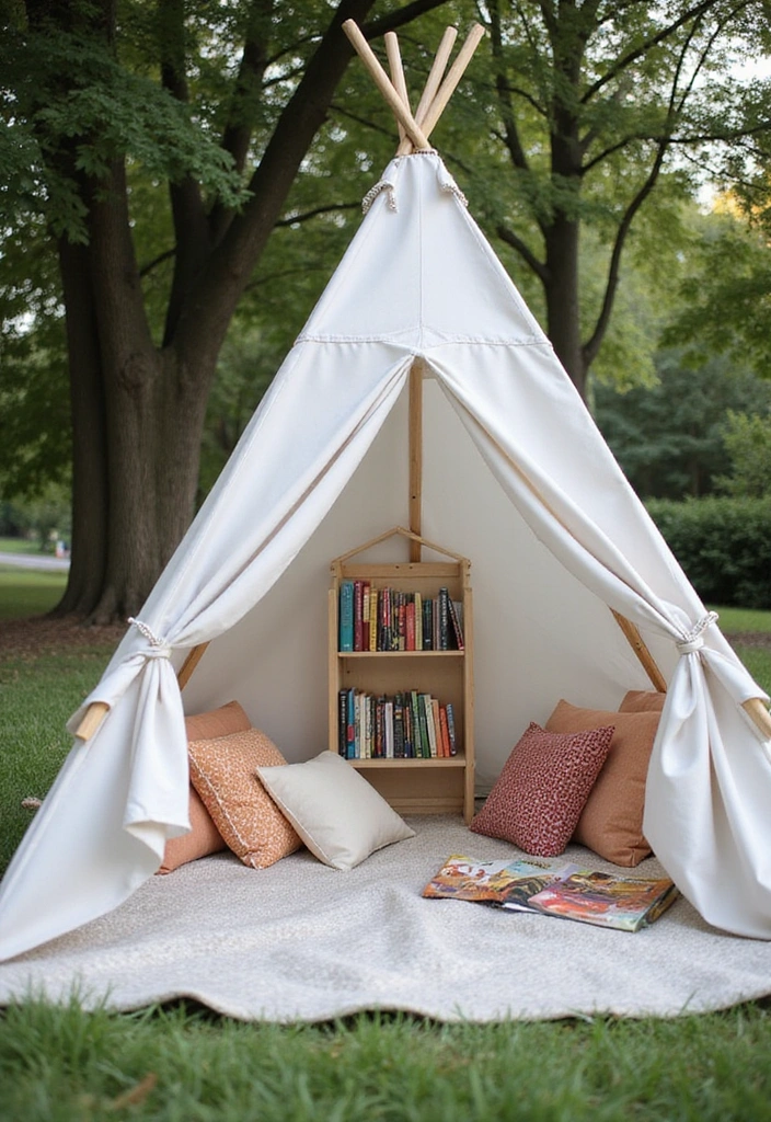 17 Outdoor Kids Tent Decor Ideas That'll Turn Your Backyard into a Wonderland! - 6. Cozy Reading Nook