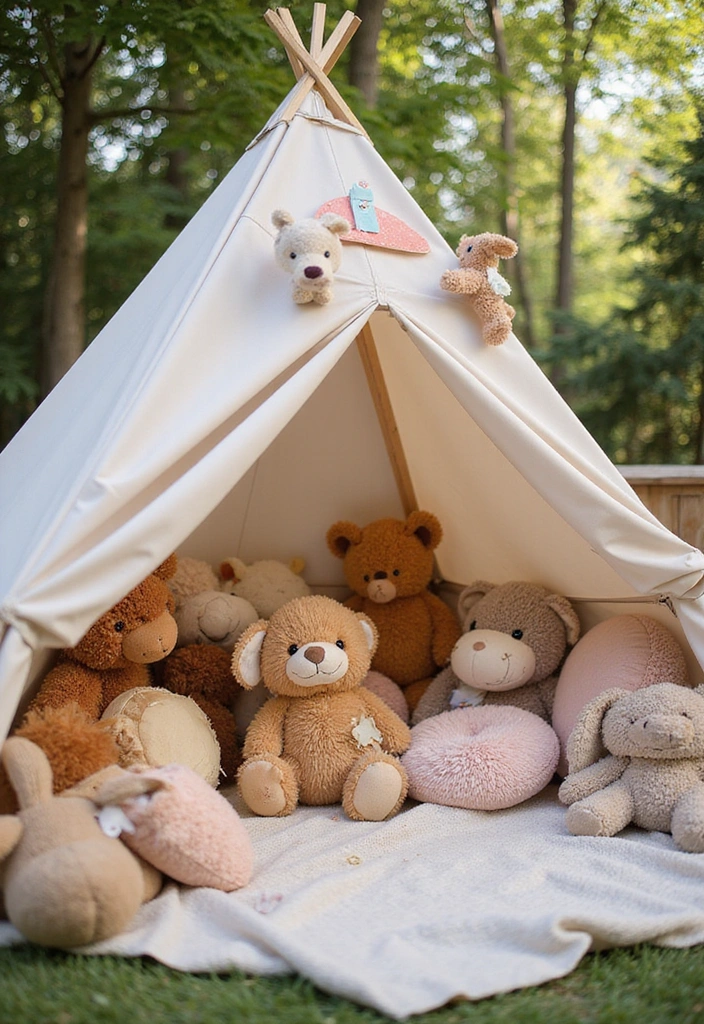 17 Outdoor Kids Tent Decor Ideas That'll Turn Your Backyard into a Wonderland! - 8. Plush Toy Haven