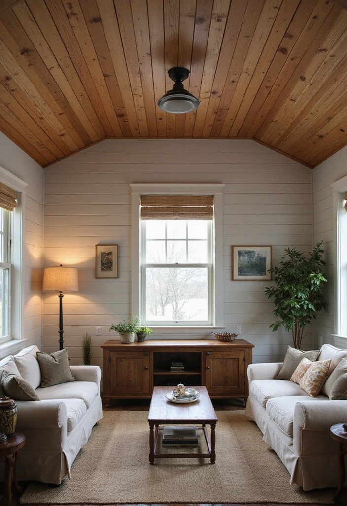 17 Textured Ceiling Ideas That Will Add Depth and Interest to Your Interiors (You’ll Love #11!) - 1. Shiplap Charm