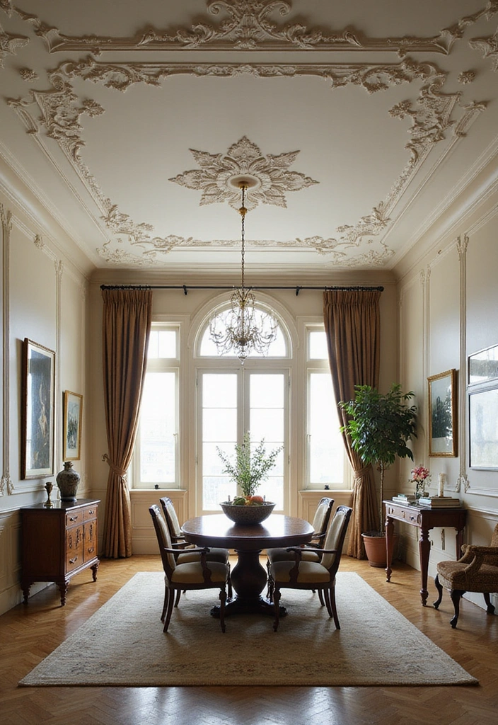 17 Textured Ceiling Ideas That Will Add Depth and Interest to Your Interiors (You’ll Love #11!) - 11. Artistic Plaster Molding