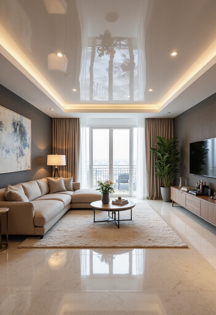 17 Textured Ceiling Ideas That Will Add Depth and Interest to Your Interiors (You’ll Love #11!) - 13. Glossy Finishes