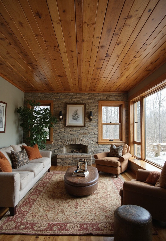 17 Textured Ceiling Ideas That Will Add Depth and Interest to Your Interiors (You’ll Love #11!) - 17. Natural Wood Panels