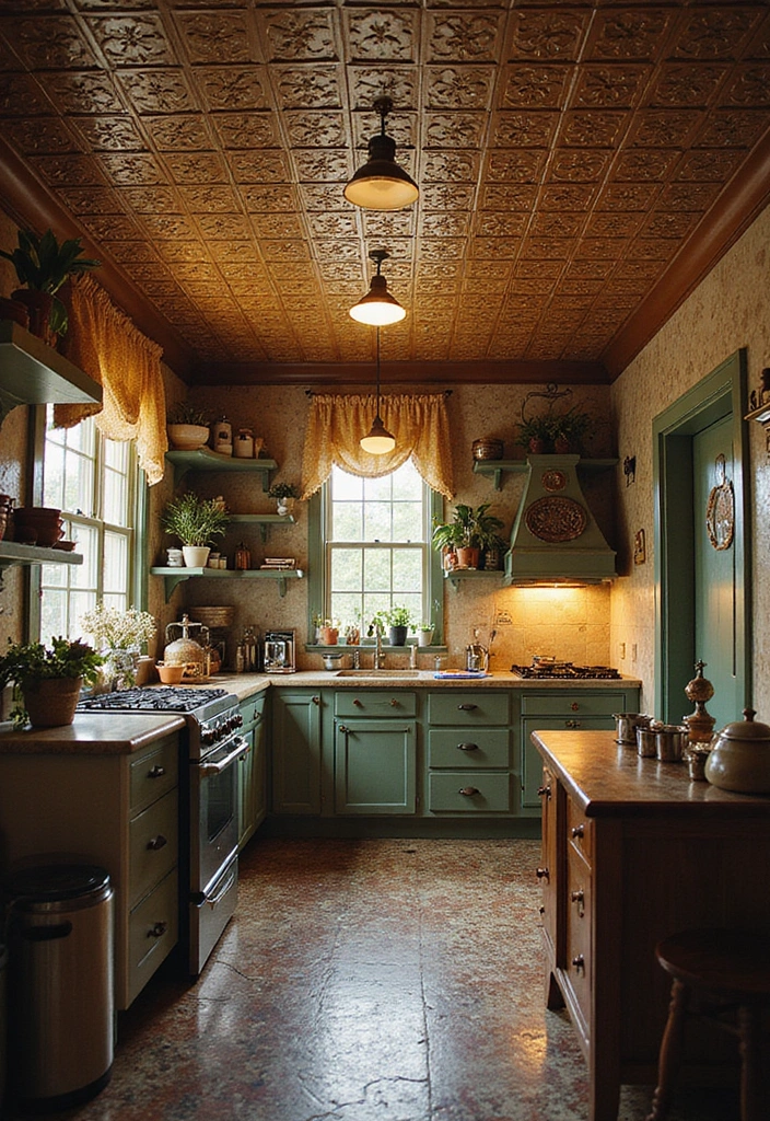 17 Textured Ceiling Ideas That Will Add Depth and Interest to Your Interiors (You’ll Love #11!) - 7. Tin Tiles