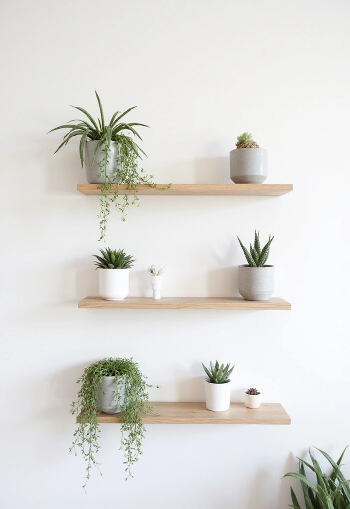 21 Minimalist Shelf Ideas That Prove Less is More in Your Bedroom! - 1. Floating Shelves with Greenery
