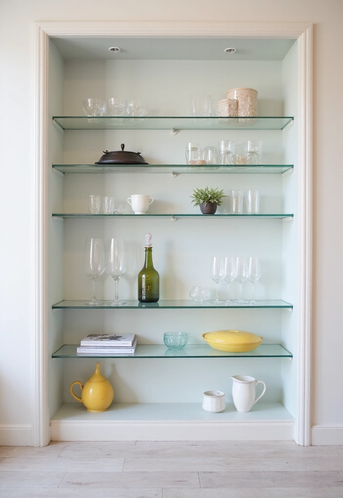 21 Minimalist Shelf Ideas That Prove Less is More in Your Bedroom! - 10. Simple Glass Shelves