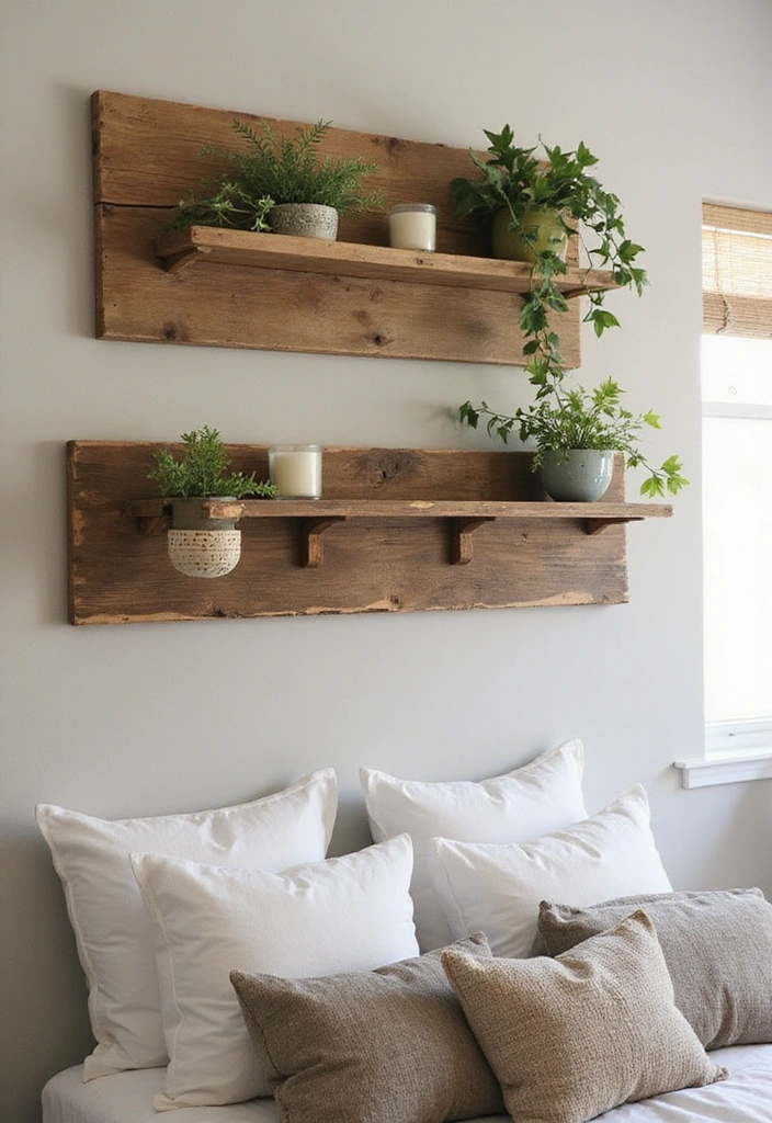 21 Minimalist Shelf Ideas That Prove Less is More in Your Bedroom! - 11. Repurposed Wooden Boards