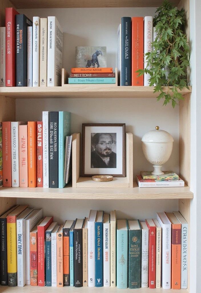 21 Minimalist Shelf Ideas That Prove Less is More in Your Bedroom! - 2. Monochromatic Book Displays