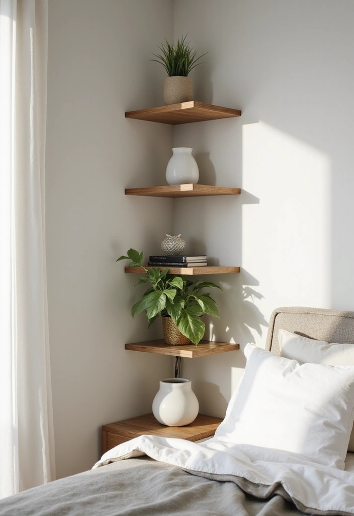 21 Minimalist Shelf Ideas That Prove Less is More in Your Bedroom! - 6. Minimalist Corner Shelves
