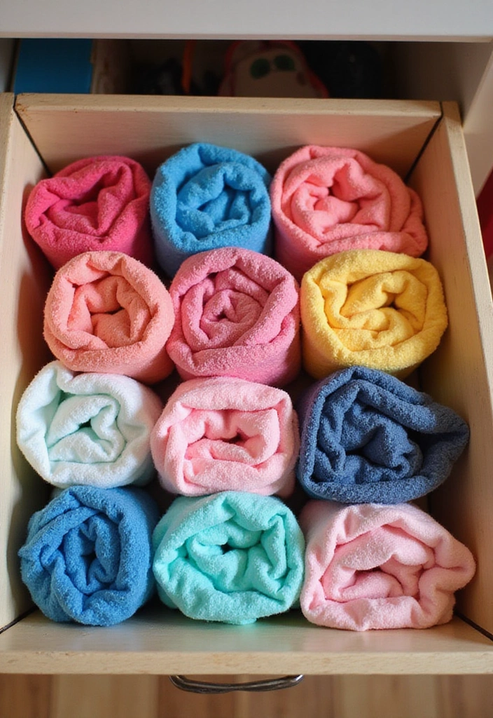 25 Kids Closet Organization Hacks That Will Make You Wonder How You Lived Without Them! - 17. Roll Instead of Fold