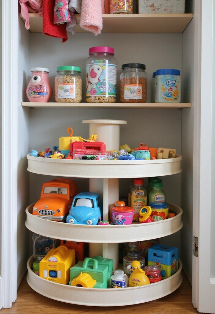 25 Kids Closet Organization Hacks That Will Make You Wonder How You Lived Without Them! - 8. Use Lazy Susans for Small Items