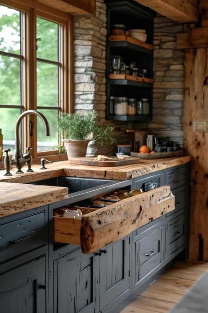 12 Kitchen Makeovers on a Budget That’ll Leave You Speechless! - Rustic Charm: Natural Wood Accents