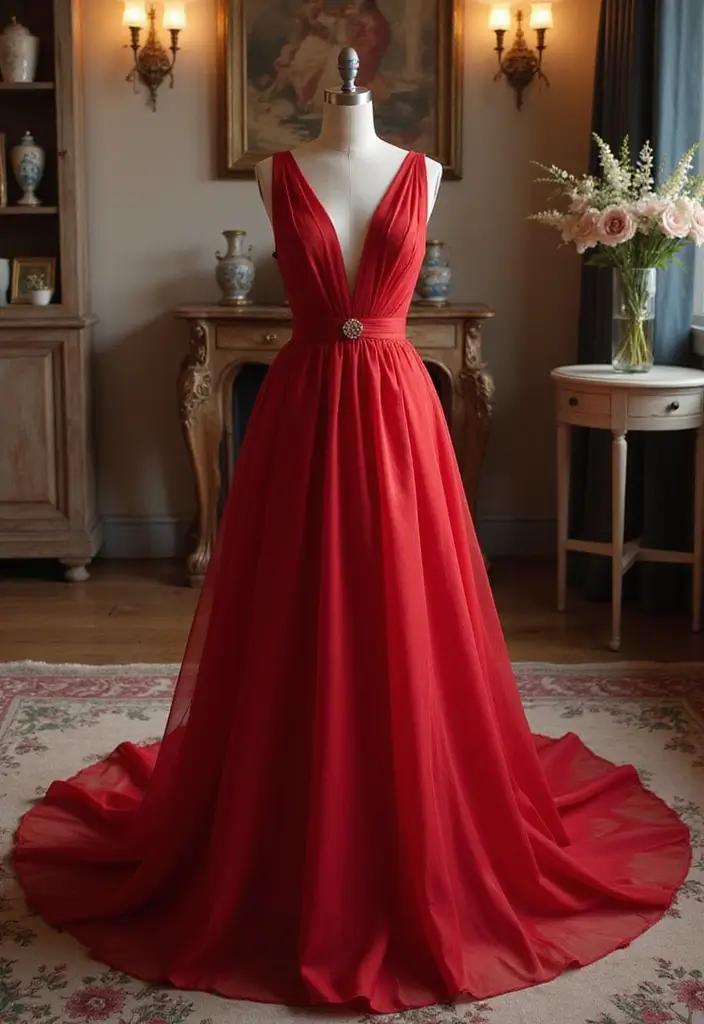 18 Bold Red Wedding Gowns That Will Turn Heads on Your Big Day! - 13. Unique Necklines