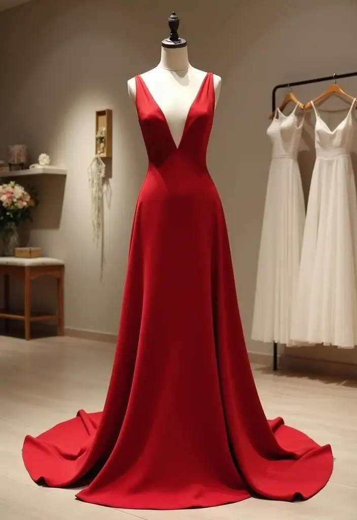 18 Bold Red Wedding Gowns That Will Turn Heads on Your Big Day! - 14. Minimalist Elegance