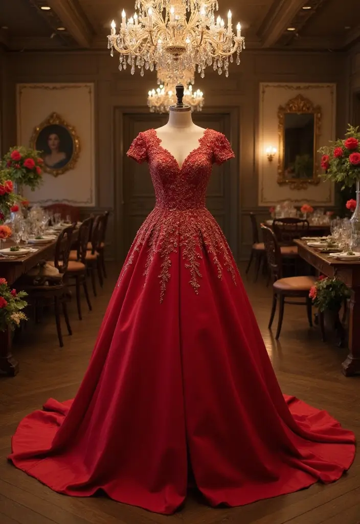 18 Bold Red Wedding Gowns That Will Turn Heads on Your Big Day! - 2. Dramatic Ball Gown