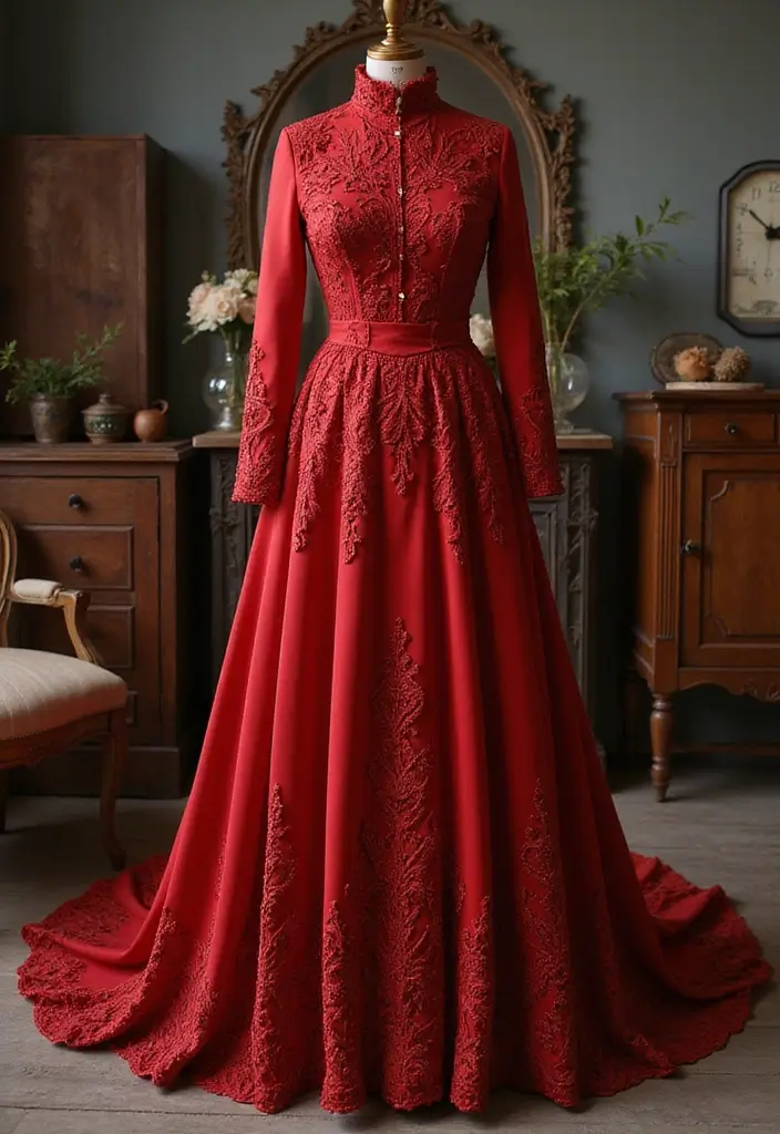 18 Bold Red Wedding Gowns That Will Turn Heads on Your Big Day! - 4. Vintage Inspired Gowns