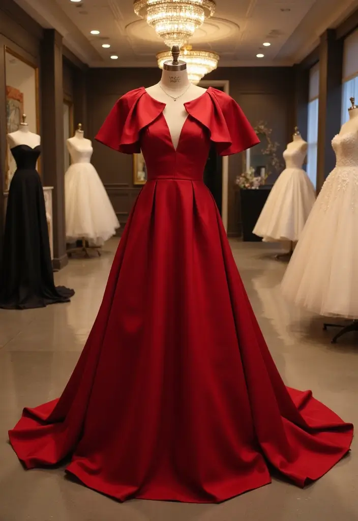 18 Bold Red Wedding Gowns That Will Turn Heads on Your Big Day! - 7. Statement Sleeves