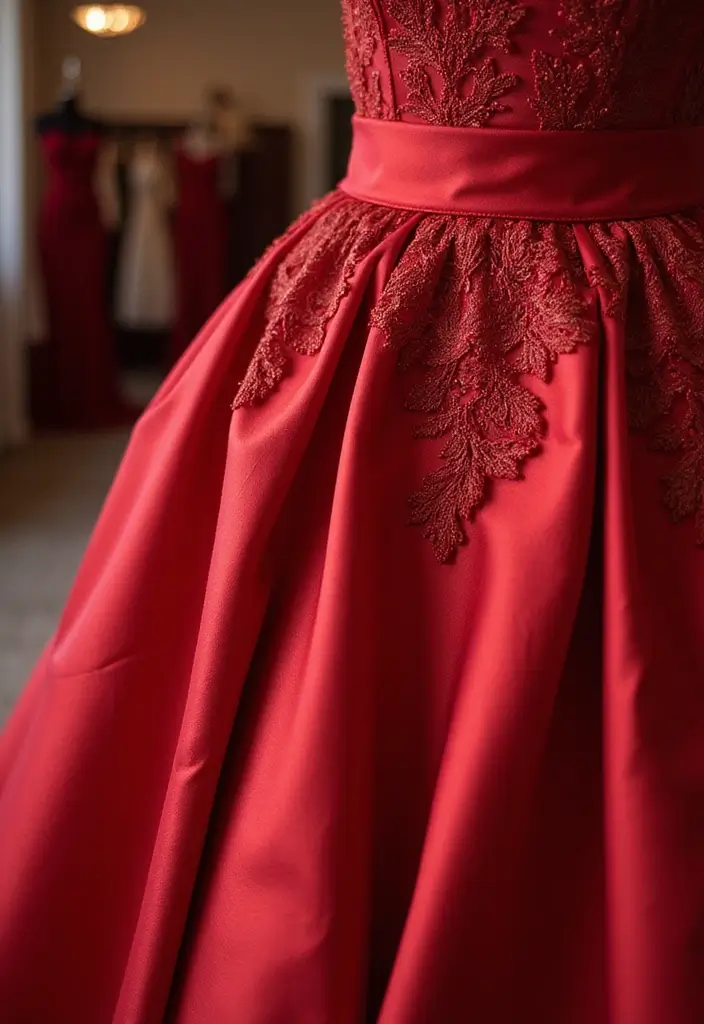 18 Bold Red Wedding Gowns That Will Turn Heads on Your Big Day! - 8. Luxe Textures