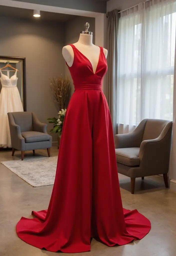 18 Bold Red Wedding Gowns That Will Turn Heads on Your Big Day! - 9. Jumpsuits with Flair