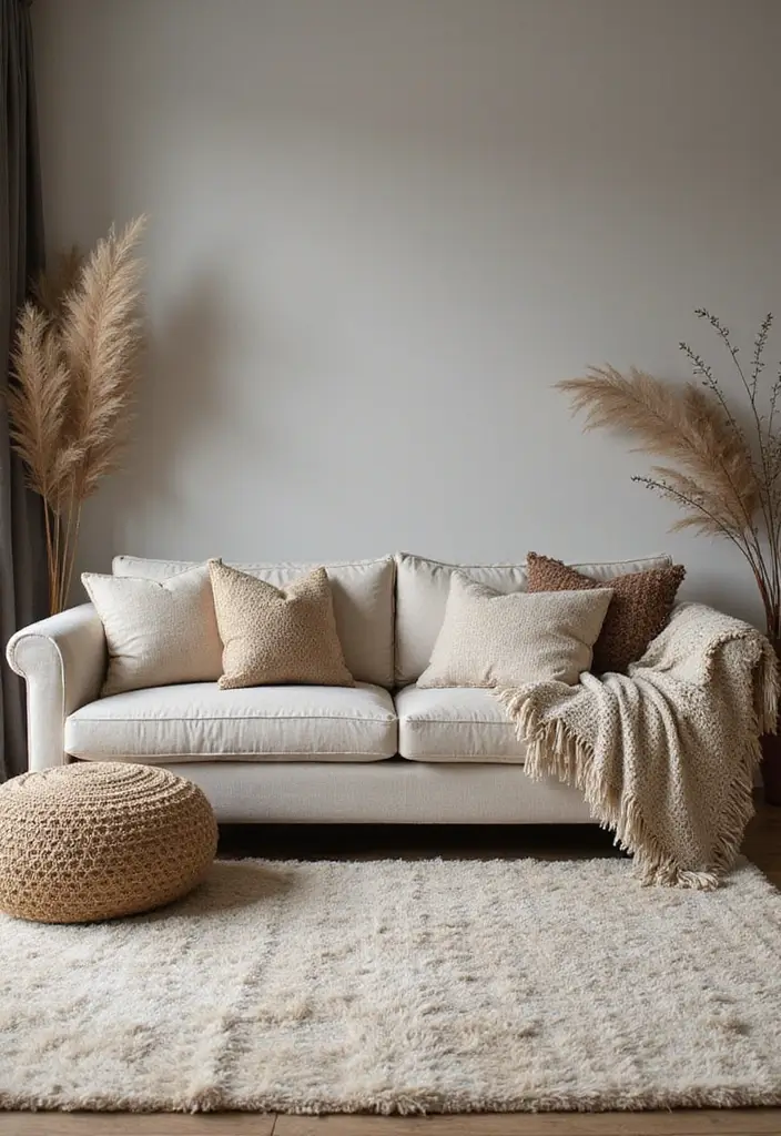 25 Cozy Living Room Ideas That'll Make You Want to Curl Up with a Book! (Don't Miss #9!) - 1. Layered Textiles for Ultimate Comfort