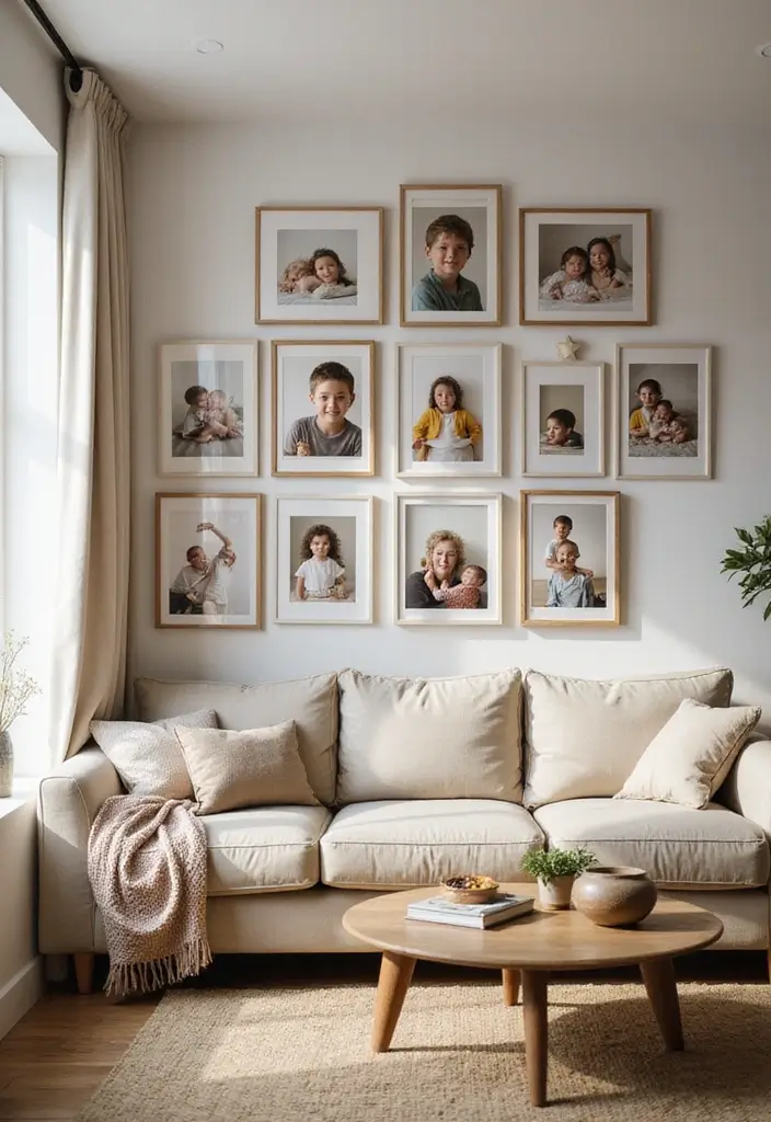 25 Cozy Living Room Ideas That'll Make You Want to Curl Up with a Book! (Don't Miss #9!) - 13. Personal Touches with Family Photos