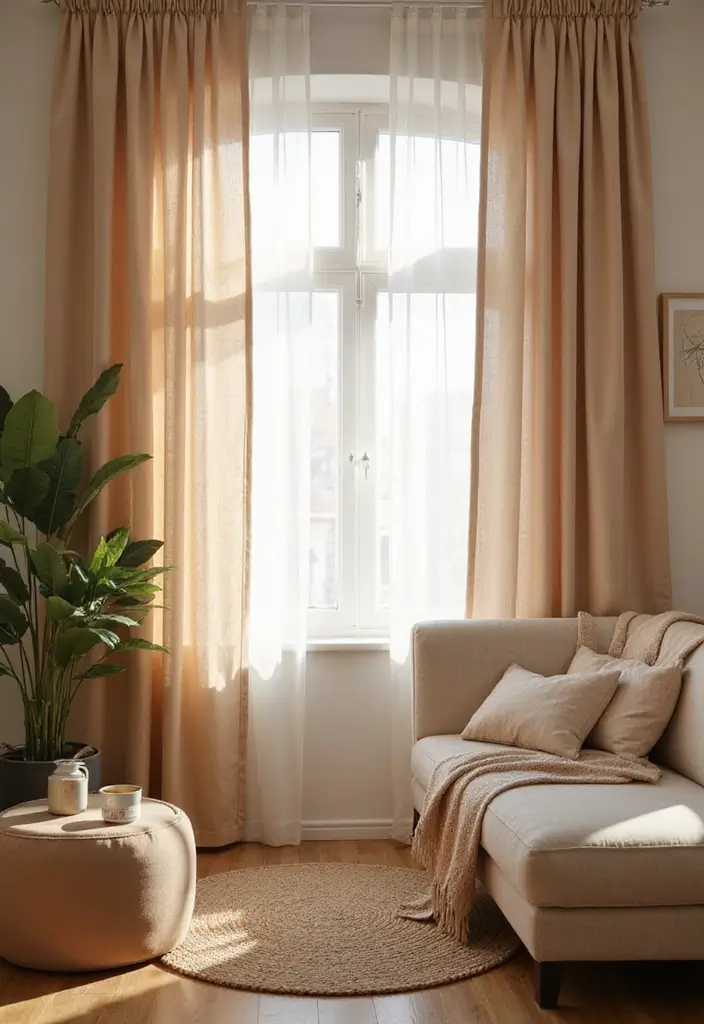 25 Cozy Living Room Ideas That'll Make You Want to Curl Up with a Book! (Don't Miss #9!) - 15. Soft and Inviting Curtains