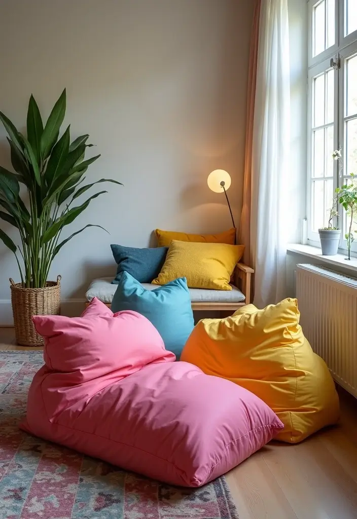 25 Cozy Living Room Ideas That'll Make You Want to Curl Up with a Book! (Don't Miss #9!) - 16. Cozy Corners with Bean Bags