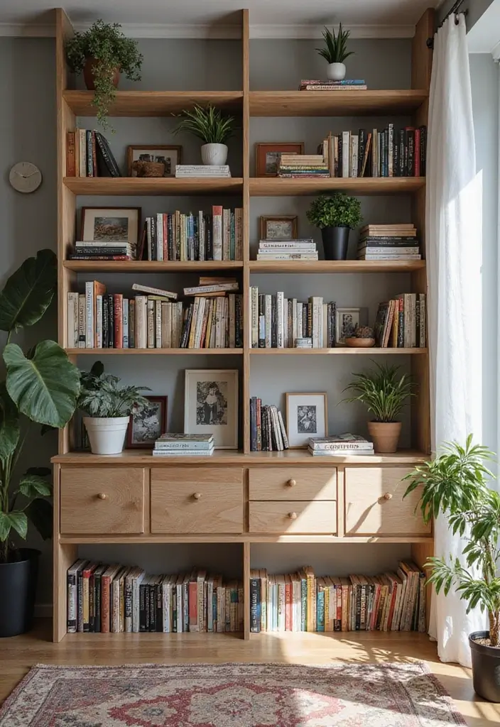 25 Cozy Living Room Ideas That'll Make You Want to Curl Up with a Book! (Don't Miss #9!) - 3. Bookshelves as a Focal Point